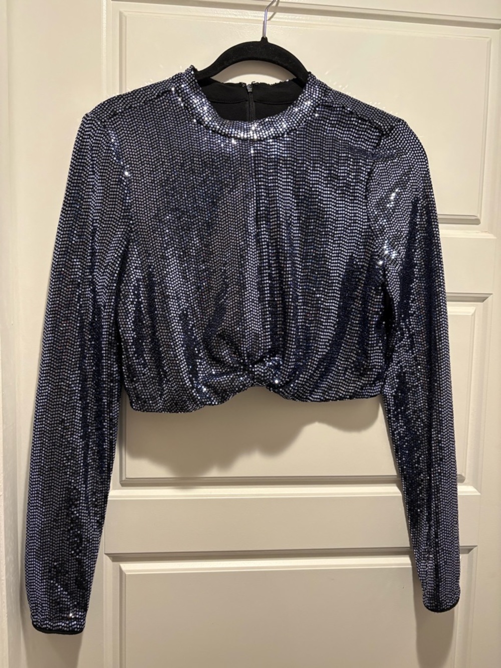 Marciano for Guess Navy Sequin Cropped Long Sleeve - size Small